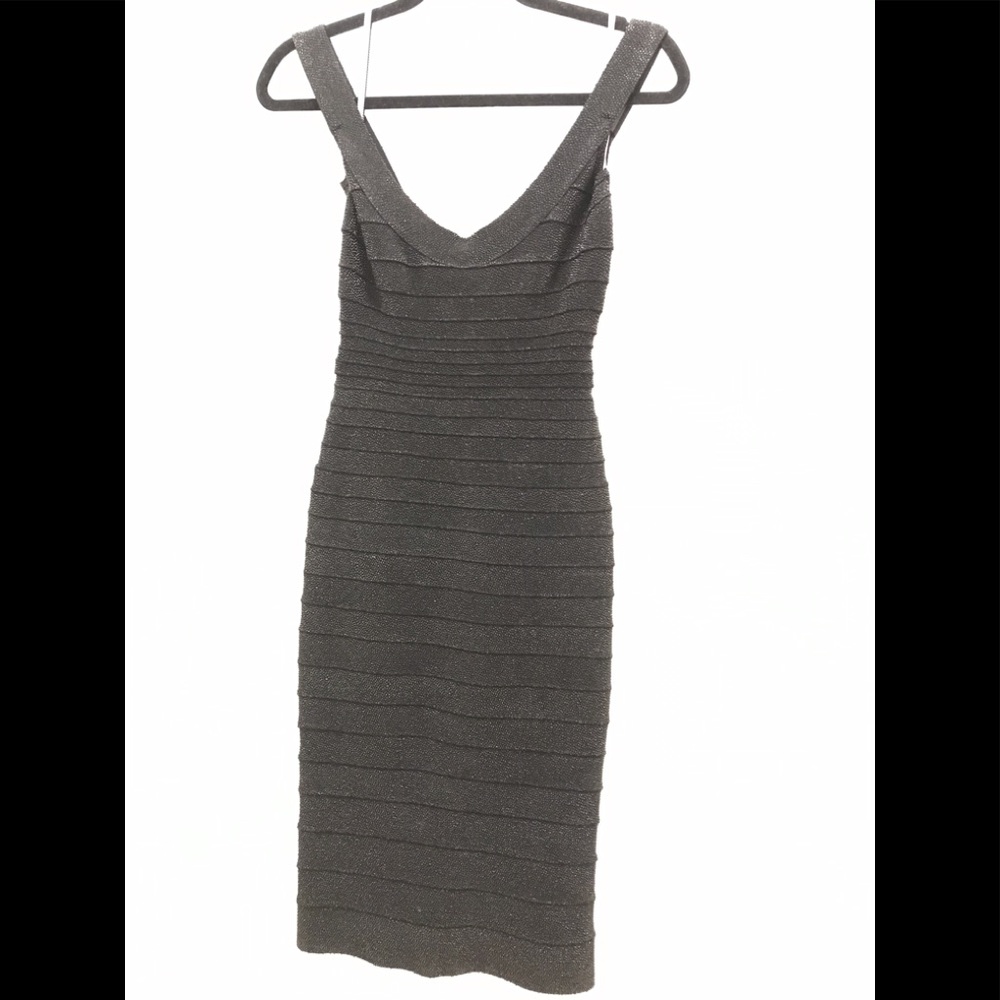 NWOT Herve Leger Black Textured body-con dress - Picture 3 of 9